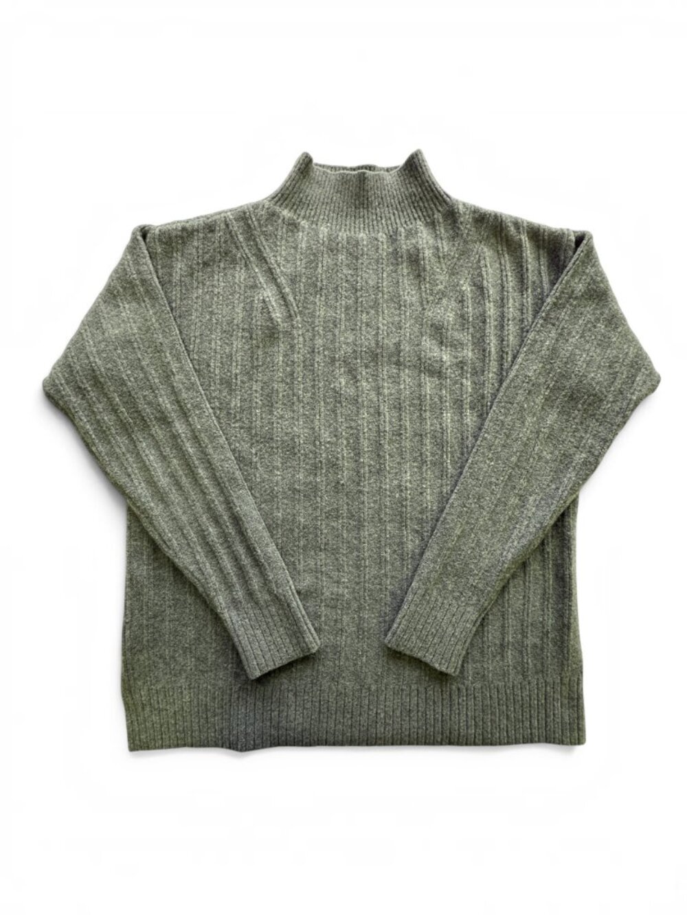 Lululemon Twin Rib Turtleneck Sweater 21"x 25" Wool Blend Heather Olive